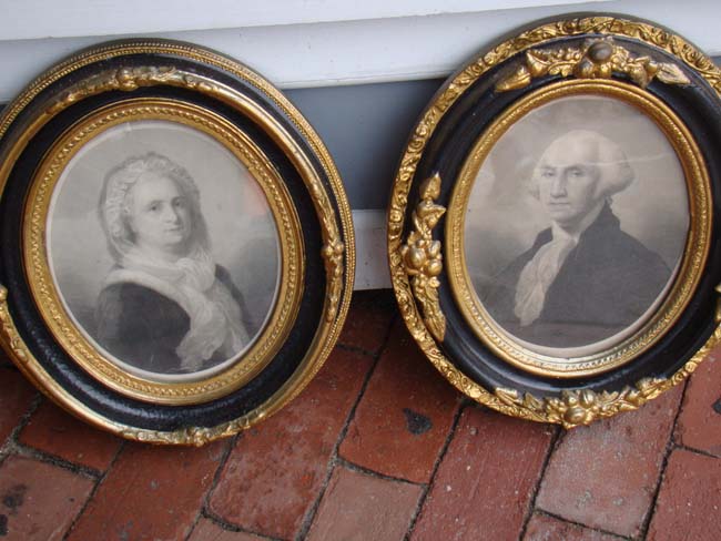 A pair of 19th century prints of George and Martha Washington in beautiful period frames